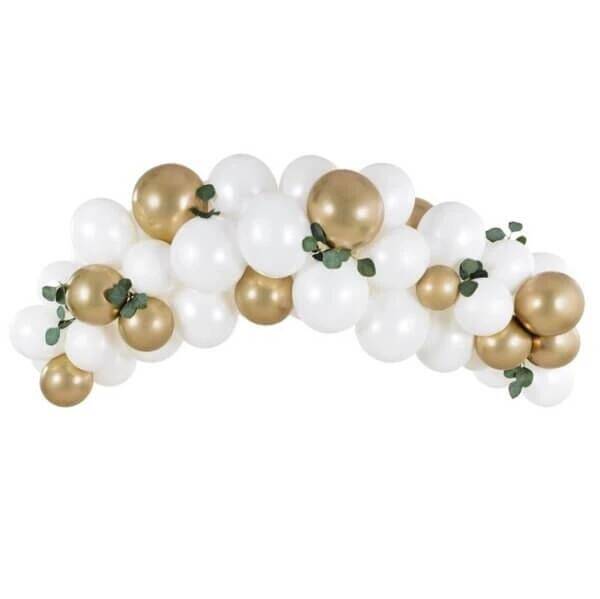 PartyDeco Balonková girlanda bílo zlatá