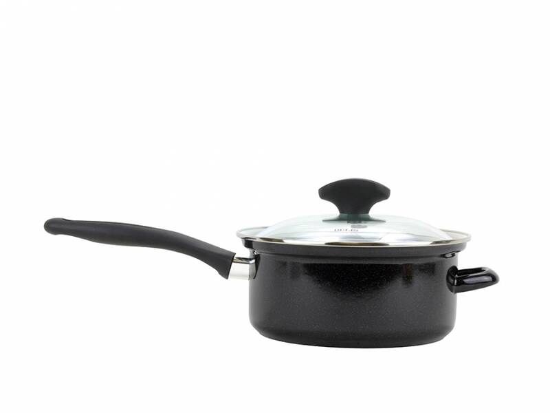 BELIS Smaltovaný rendlík s držadlem a skleněnou poklicí ø 18 cm - 2 l - STANDARD PLUS - 32218-078000E5